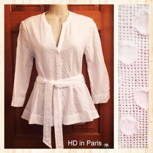 Anthropologie HD in Paris White Dotted Swiss Top